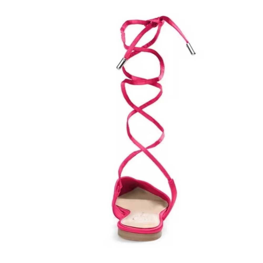 Nwot Journee Collection Theia Fuchsia pink Satin Sandals cushioned flat size 11 - Picture 8 of 15